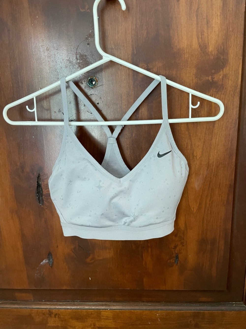 Nike Light Gray Strappy V-Neck Sports Bra